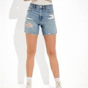 American Eagle Outfitters 90s Boyfriend Denim Shorts Blue Distressed Jean 8 Mom